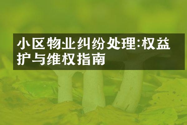 小区物业纠纷处理:权益保护与维权指南