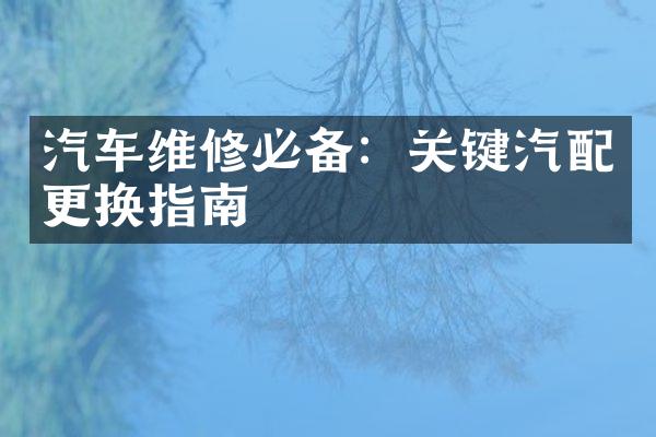 汽车维修必备：关键汽配更换指南