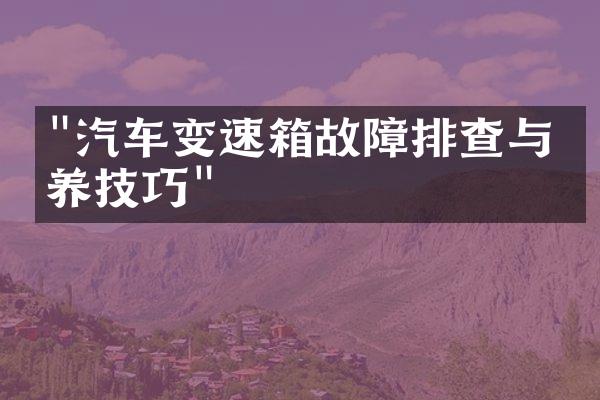 "汽车变速箱故障排查与保养技巧"