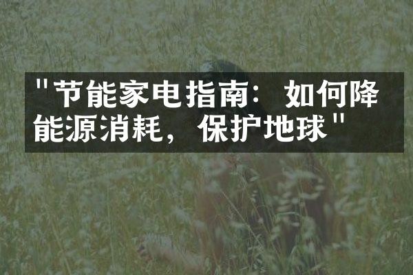 "节能家电指南：如何降低能源消耗，保护地球"
