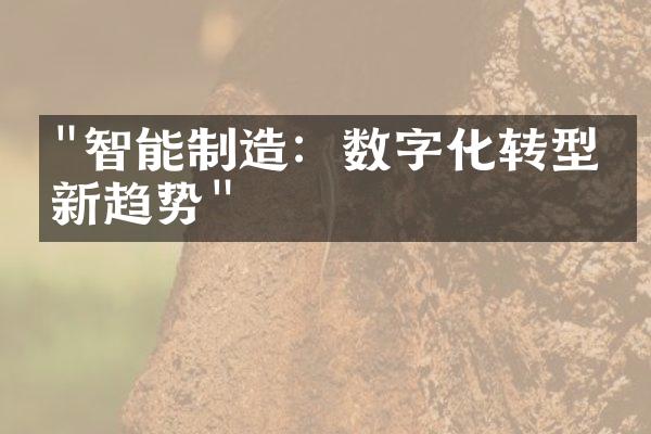 "智能制造：数字化转型的新趋势"