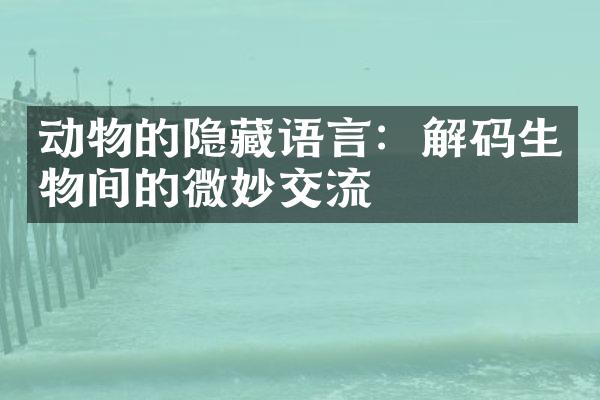 动物的隐藏语言：解码生物间的微妙交流