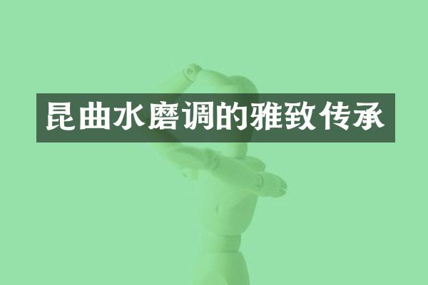 昆曲水磨调的雅致传承