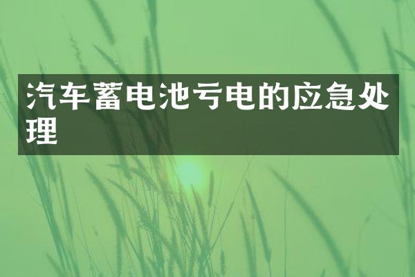 汽车蓄电池亏电的应急处理
