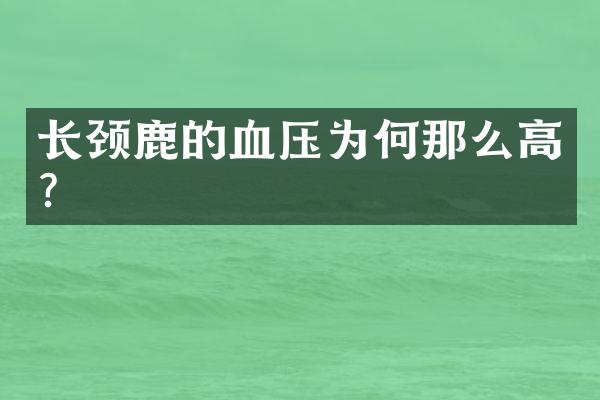 长颈鹿的血压为何那么高？