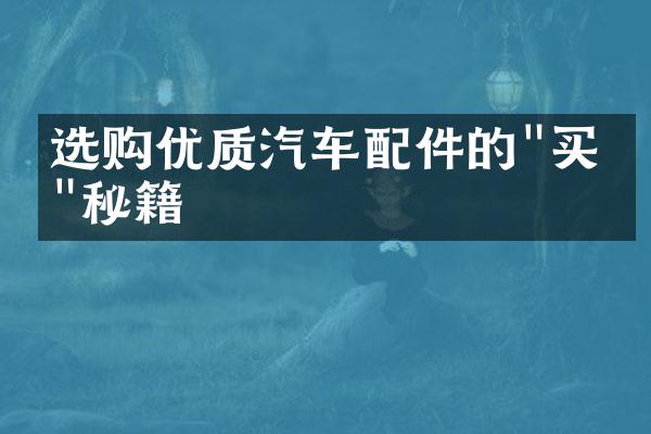 选购优质汽车配件的"买手"秘籍