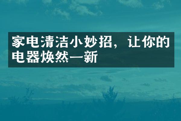 家电清洁小妙招，让你的电器焕然一新
