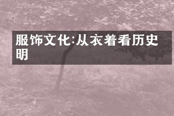 服饰文化:从衣着看历史文明