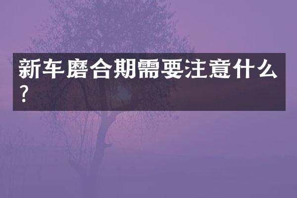新车磨合期需要注意什么？
