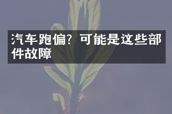 汽车跑偏？可能是这些部件故障