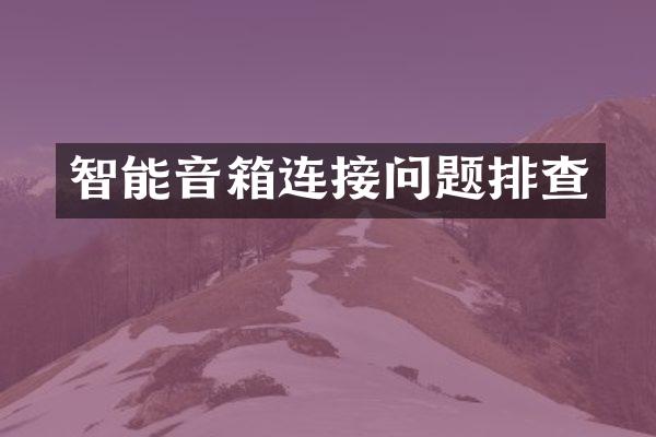 智能音箱连接问题排查