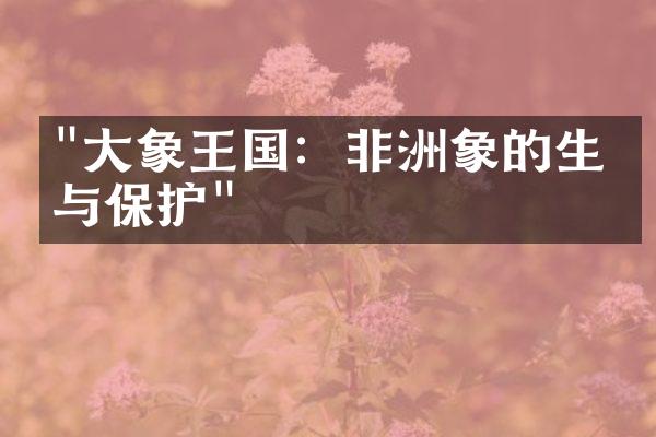 "大象王国：非洲象的生活与保护"