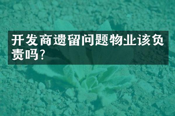 开发商遗留问题物业该负责吗？
