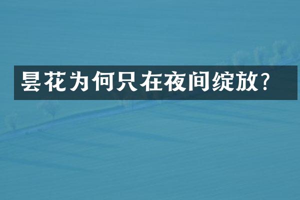 昙花为何只在夜间绽放？
