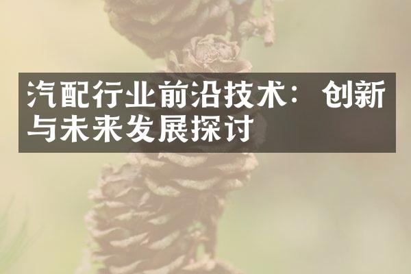 汽配行业前沿技术：创新与未来发展探讨
