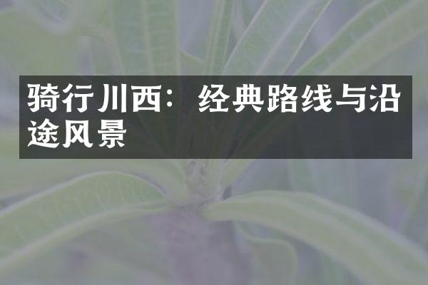 骑行川西：经典路线与沿途风景