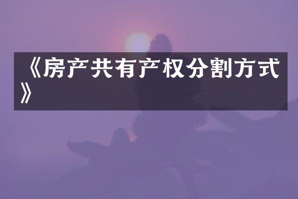 《房产共有产权分割方式》