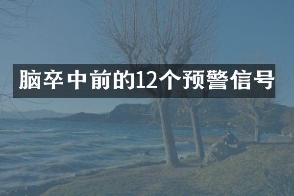 脑卒中前的12个预警信号