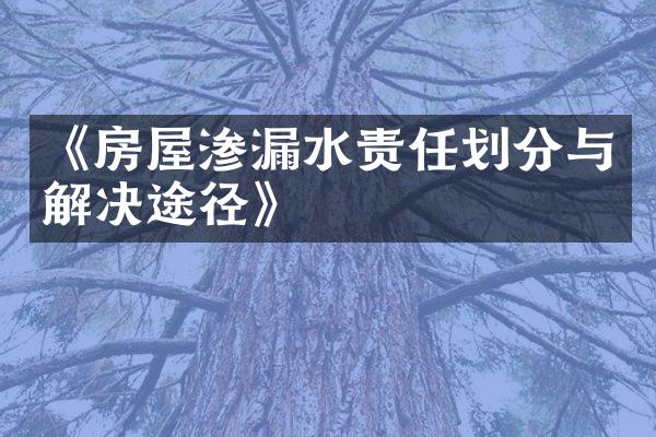 《房屋渗漏水责任划分与解决途径》
