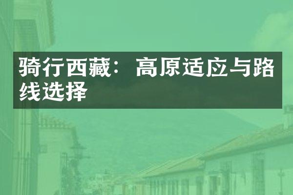 骑行西藏：高原适应与路线选择