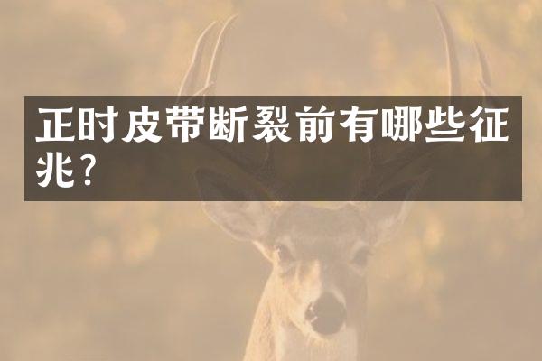正时皮带断裂前有哪些征兆？
