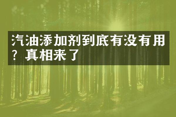 汽油添加剂到底有没有用？真相来了