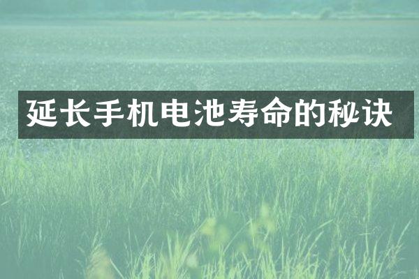 延长手机电池寿命的秘诀