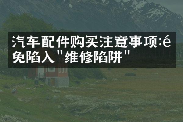 汽车配件购买注意事项:避免陷入"维修陷阱"