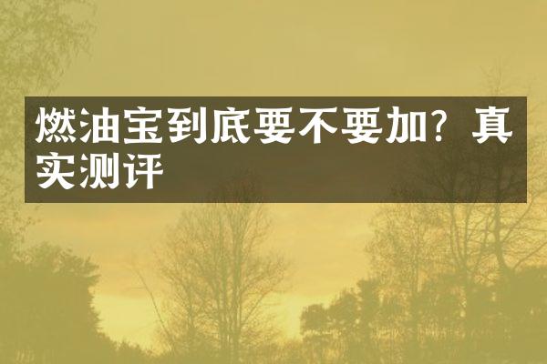 燃油宝到底要不要加？真实测评
