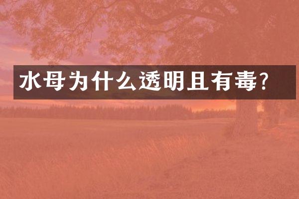 水母为什么透明且有毒？