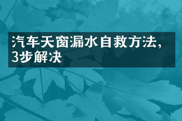 汽车天窗漏水自救方法，3步解决