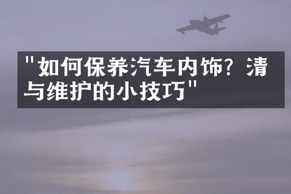 "如何保养汽车内饰？清洁与维护的小技巧"