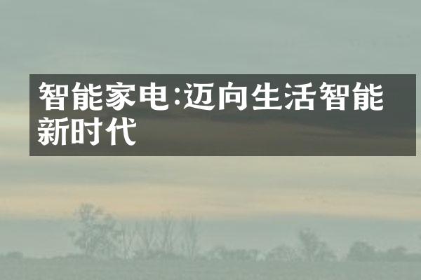 智能家电:迈向生活智能化新时代