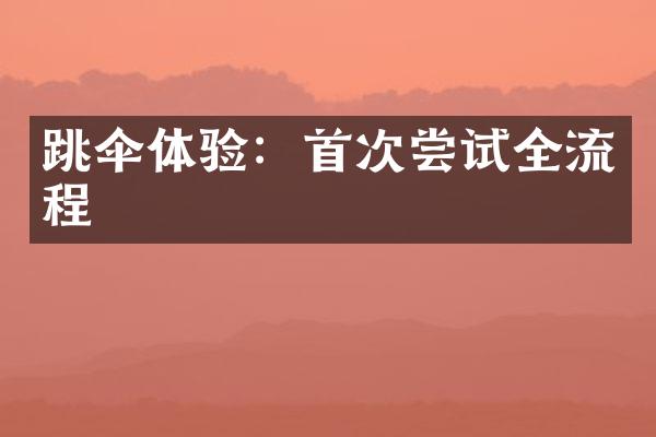 跳伞体验：首次尝试全流程