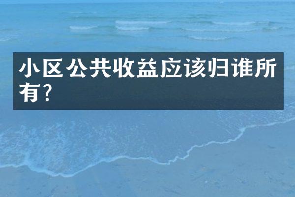 小区公共收益应该归谁所有？