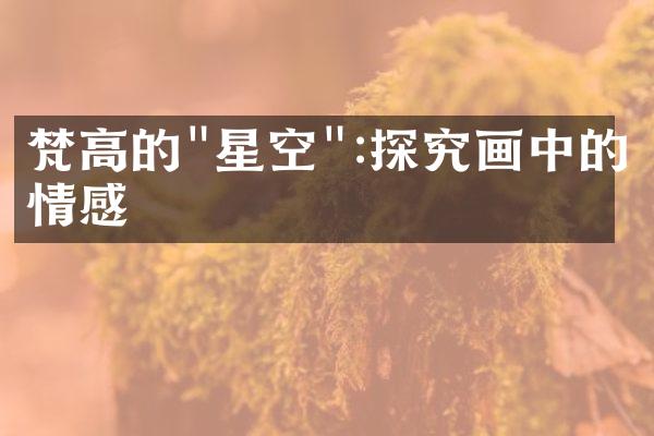 梵高的"星空":探究画中的情感
