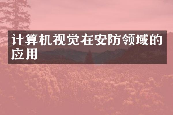 计算机视觉在安防领域的应用
