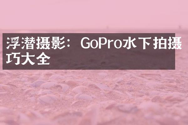 浮潜摄影：GoPro水下拍摄技巧大全