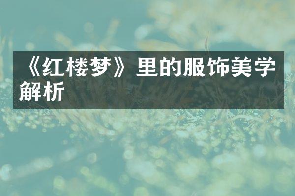 《红楼梦》里的服饰美学解析