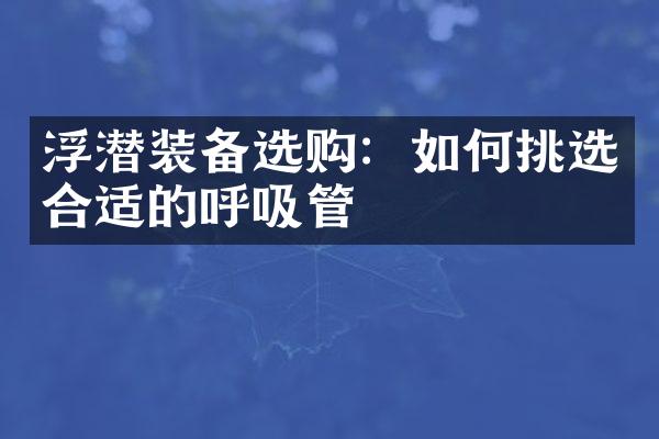 浮潜装备选购：如何挑选合适的呼吸管