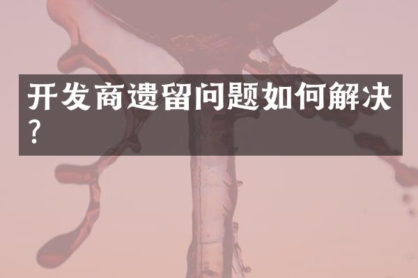 开发商遗留问题如何解决？