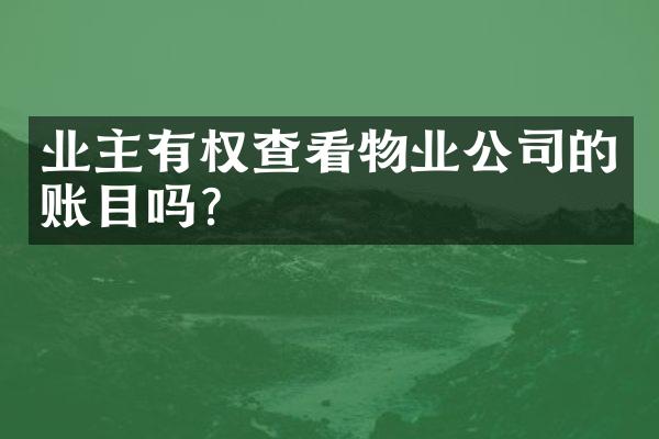 业主有权查看物业公司的账目吗？