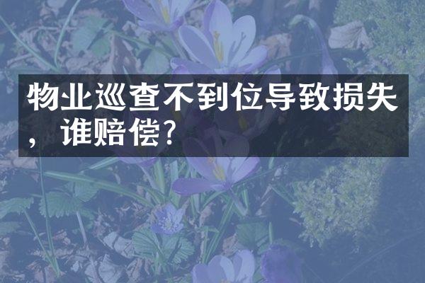 物业巡查不到位导致损失，谁赔偿？