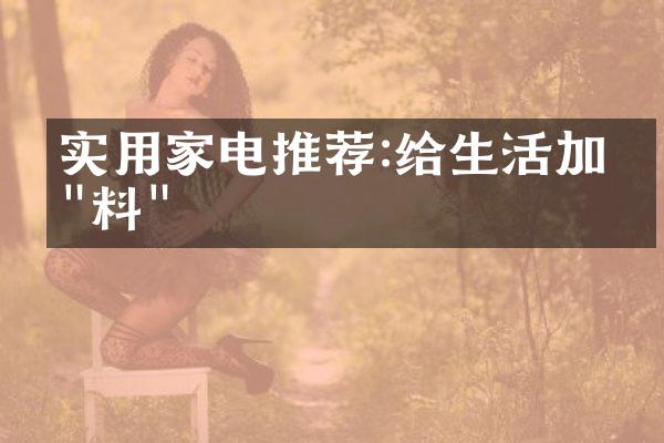实用家电推荐:给生活加点"料"