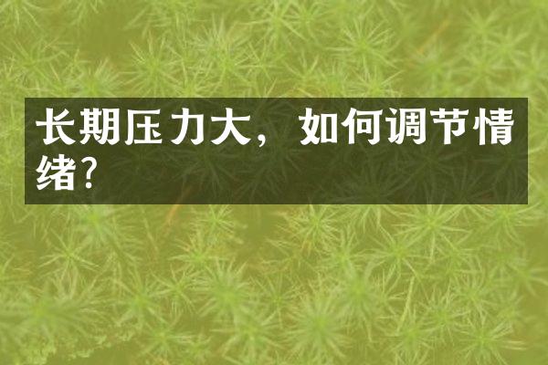 长期压力大，如何调节情绪？
