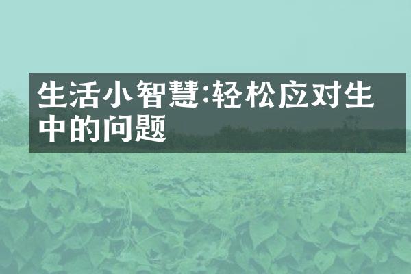 生活小智慧:轻松应对生活中的问题