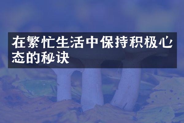 在繁忙生活中保持积极心态的秘诀