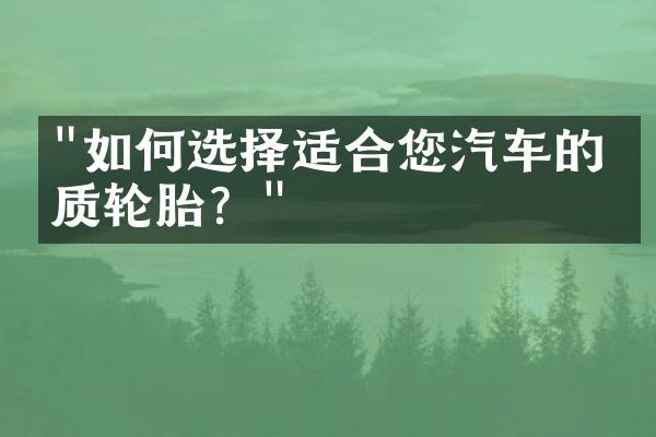"如何选择适合您汽车的优质轮胎？"