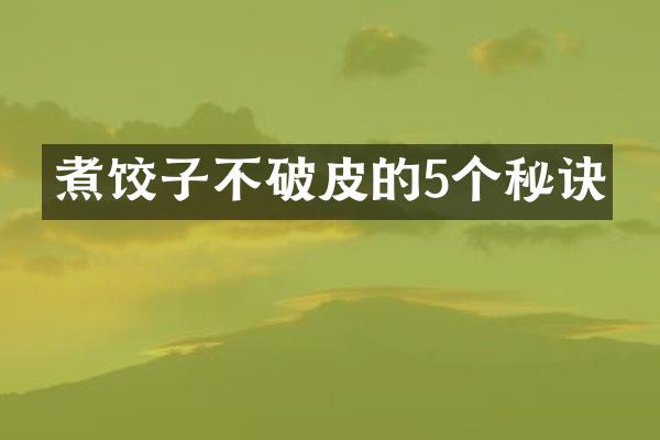 煮饺子不破皮的5个秘诀