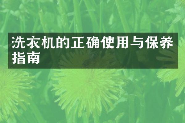 洗衣机的正确使用与保养指南